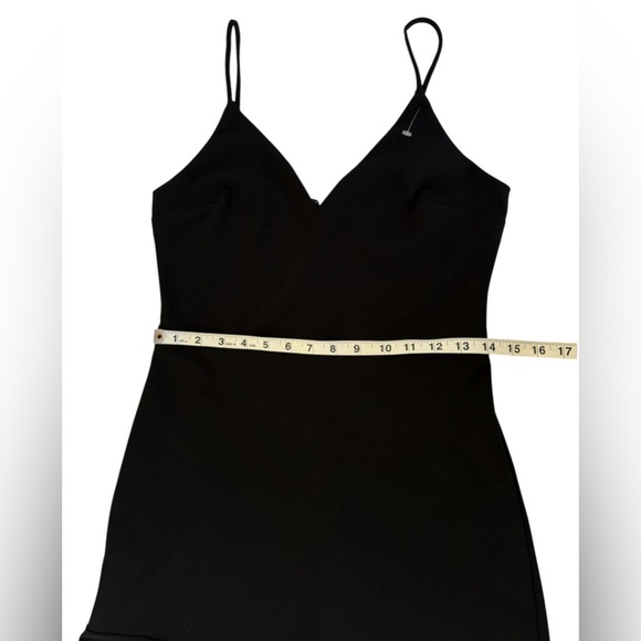 Express Black Ruffle Hem Mini Dress Small | Sleeveless Spaghetti Strap LBD NWOT - Picture 9 of 11